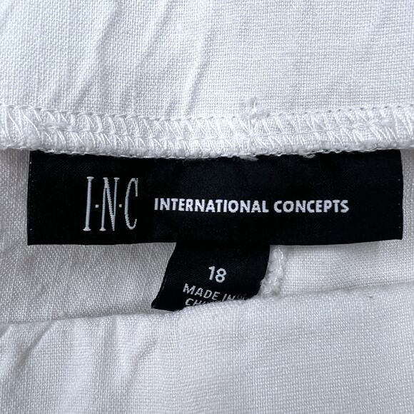 INC International Concepts | Size 18 | White Wide Leg Linen Blend Pull-On Pants - Picture 4 of 5